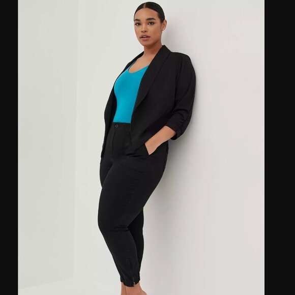 Torrid 0 Light Crepe Ruched Sleeve Blazer 12 - Picture 1 of 8